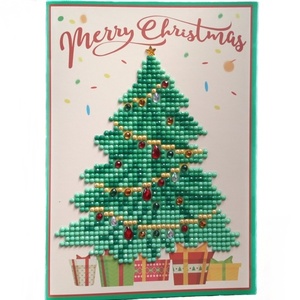 "Merry Christmas" Ευχετήρια κάρτα με ψηφίδες "Διαμαντάκια", 12,6 x 17,7 - αστέρι, χριστουγεννιάτικα δώρα, ευχετήριες κάρτες, δέντρο
