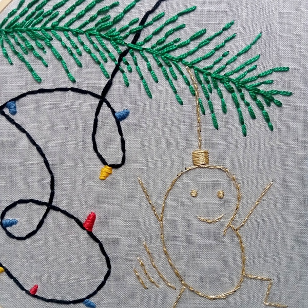 Χριστουγεννιάτικο Διακοσμητικό Κέντημα - στολίδι, χριστουγεννιάτικο δέντρο, τελάρα κεντήματος, διακοσμητικά - 2