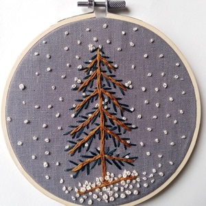 Χιονισμένο έλατο - ύφασμα, χριστουγεννιάτικο δέντρο, διακοσμητικά, δέντρο