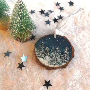 Χριστουγεννιάτικο Ξύλινο Στολίδι - Χιονισμένα Έλατα - ξύλο, χριστουγεννιάτικα δώρα, στολίδια, δέντρο - 3