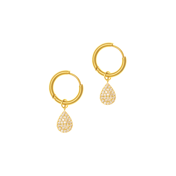 Janan gold σκουλαρίκια - στρας, δάκρυ, κρίκοι, μικρά, ατσάλι