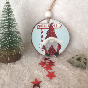 Χριστουγεννιάτικο Ξύλινο Στολίδι - Νάνος - ξύλο, χριστουγεννιάτικα δώρα, άγιος βασίλης, στολίδια - 4