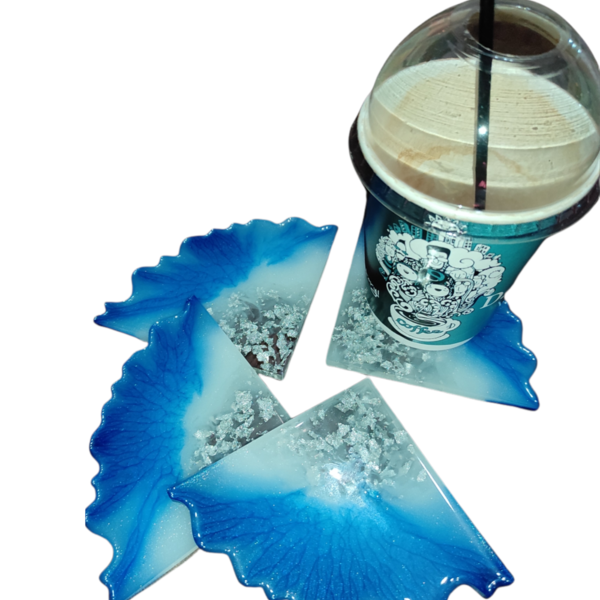 Σουβέρ από υγρό γυαλί σε μπλε αποχρώσεις - γυαλί, πιατάκια & δίσκοι
