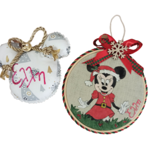 χριστουγεννιάτικο σετ δώρου 2 τεμαχίων για κορίτσια διακοσμητικό τελάρο και στολίδι με όνομα ποντικάκι - όνομα - μονόγραμμα, στολίδια, για παιδιά, σετ δώρου