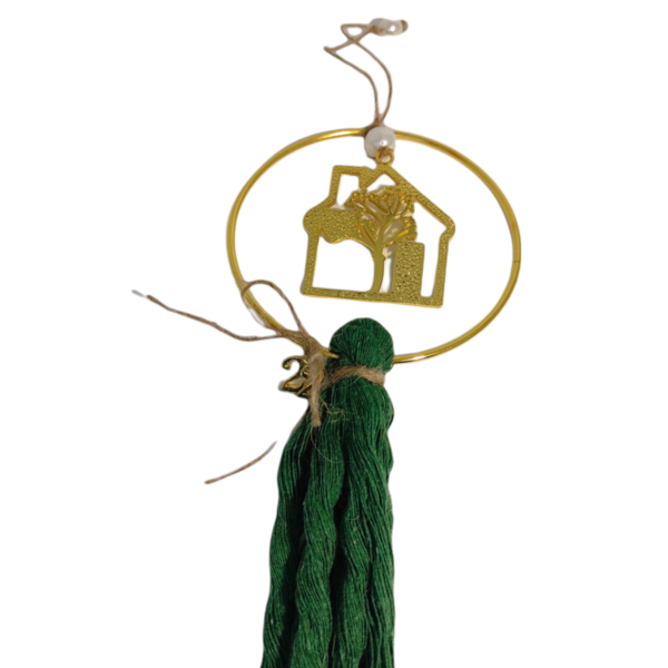 Μεταλλικό Χρυσό Κρεμαστό Στεφάνι Γούρι 2022 28cm - charms, γούρι, κρεμαστά, χριστουγεννιάτικα δώρα, γούρια - 3