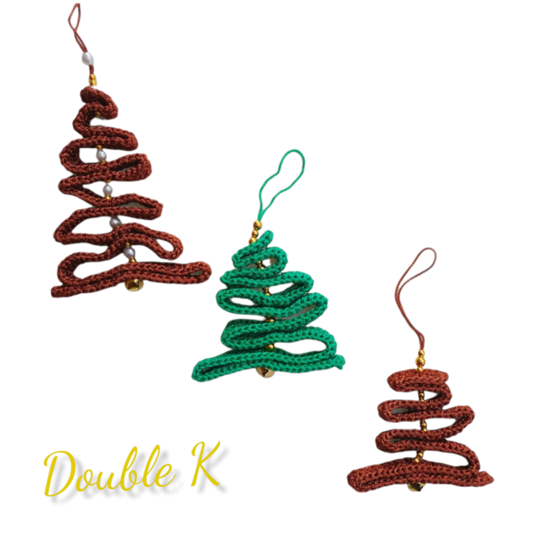 Χειροποίητο πλεκτό χριστουγεννιάτικο δέντρο μεγάλο - νήμα, βελονάκι, στολίδια, δέντρο - 2