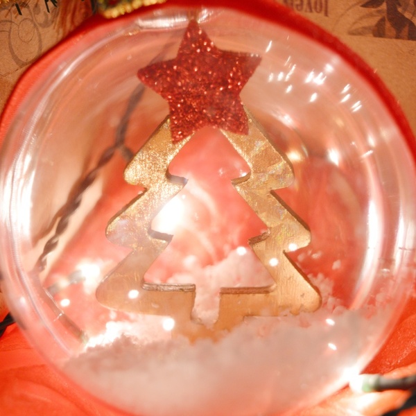 Χριστουγεννιάτικη μπάλα 8cm με δέντρο σε χάρτινο κουτί δώρου - αστέρι, στολίδια, δέντρο, μπάλες - 5
