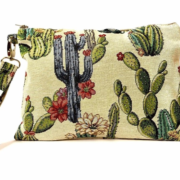 Χειροποίητη γυναικεία εμπριμέ τσάντα χειρός-Cactus bag - all day, χειρός, μικρές