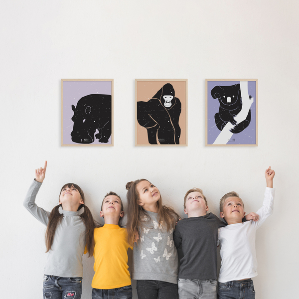 αφισάκι 21x30cm για το παιδικό δωμάτιο σε pastel αποχρώσεις με ζώα της φύσης - αφίσες, ζωάκια - 3