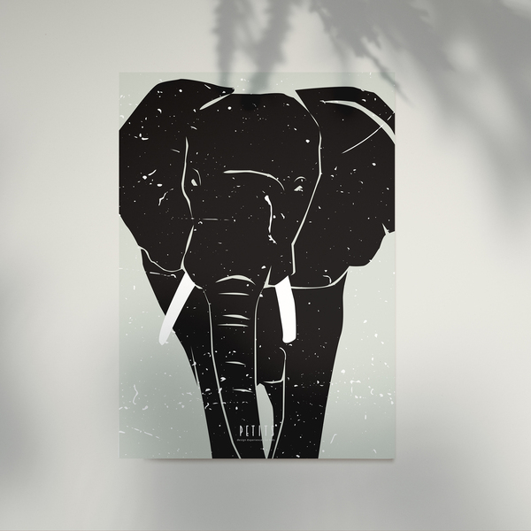 αφισάκι 21x30cm για το παιδικό δωμάτιο σε pastel αποχρώσεις με ζώα της φύσης - ελέφαντας - αφίσες, ζωάκια