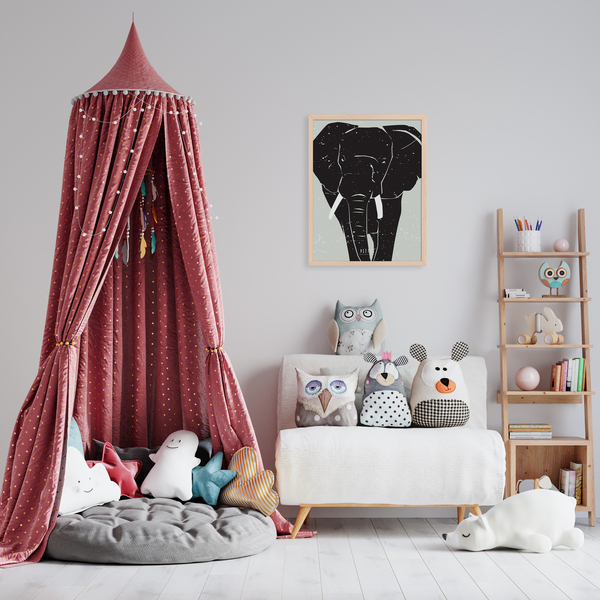 αφισάκι 21x30cm για το παιδικό δωμάτιο σε pastel αποχρώσεις με ζώα της φύσης - ελέφαντας - αφίσες, ζωάκια - 4