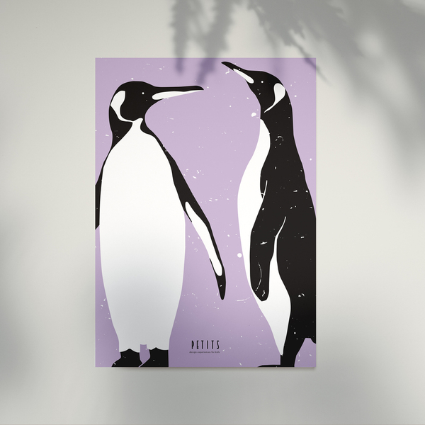 αφισάκι 21x30cm για το παιδικό δωμάτιο σε pastel αποχρώσεις με ζώα της φύσης - πιγκουίνος - αφίσες, ζωάκια