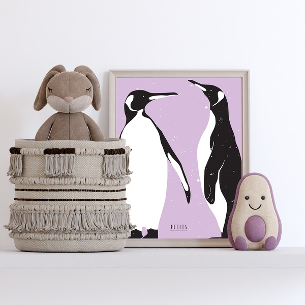 αφισάκι 21x30cm για το παιδικό δωμάτιο σε pastel αποχρώσεις με ζώα της φύσης - πιγκουίνος - αφίσες, ζωάκια - 4