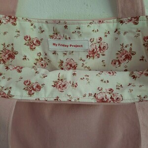 Υφασμάτινη tote τσάντα "ροζ κοτλέ-vintage" 41x33cm - ύφασμα, ώμου, all day, tote, πάνινες τσάντες - 3