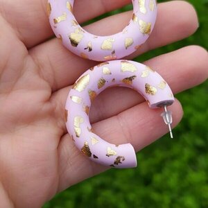 Baby Pink Hoops σκουλαρίκια - πηλός - 2