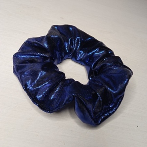 Κοκκαλάκι με ύφασμα μπλε μεταλλικό κούρεμα scrunchie - λαστιχάκια μαλλιών - 2
