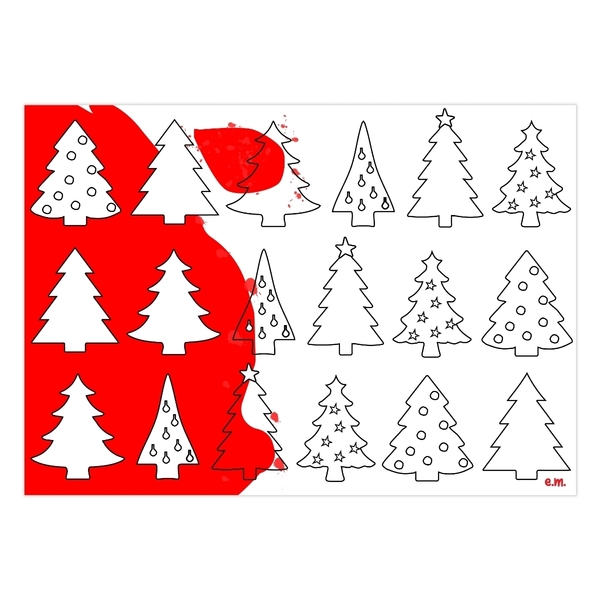 Χριστουγεννιάτικα Δέντρα για Ζωγραφική | Α3 ψηφιακό αρχείο 29,7 *42 | Εκτυπώσιμο Σουπλά Χριστουγεννιάτικο - ζωγραφισμένα στο χέρι, χριστούγεννα, σουπλά, σχέδια ζωγραφικής