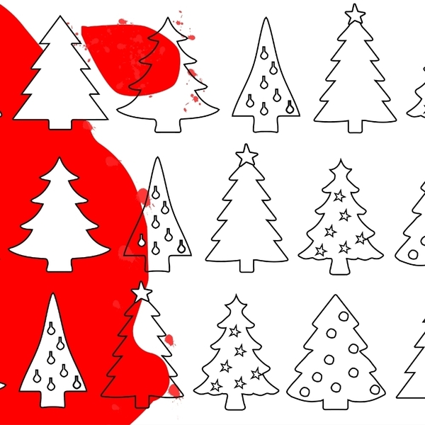 Χριστουγεννιάτικα Δέντρα για Ζωγραφική | Α3 ψηφιακό αρχείο 29,7 *42 | Εκτυπώσιμο Σουπλά Χριστουγεννιάτικο - ζωγραφισμένα στο χέρι, χριστούγεννα, σουπλά, σχέδια ζωγραφικής - 3