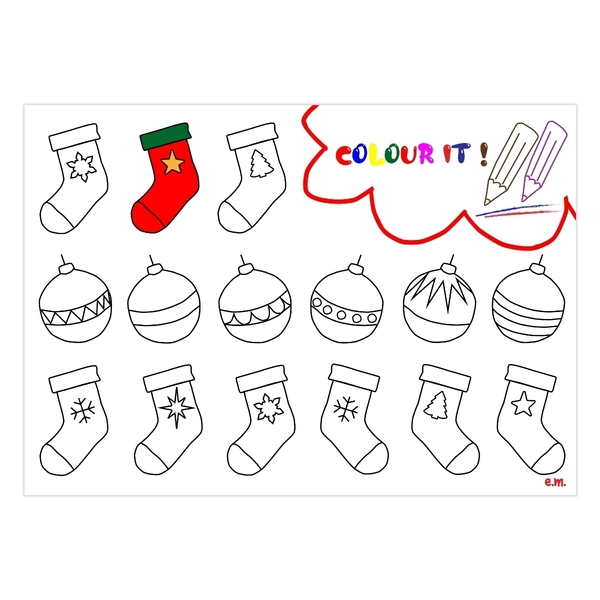 Χριστουγεννιάτικες Κάλτσες για Ζωγραφική (αγγλ) | Α3 ψηφιακό αρχείο 29,7 *42 | Εκτυπώσιμο Σουπλά Χριστουγεννιάτικο - ζωγραφισμένα στο χέρι, χριστούγεννα, σουπλά, σχέδια ζωγραφικής