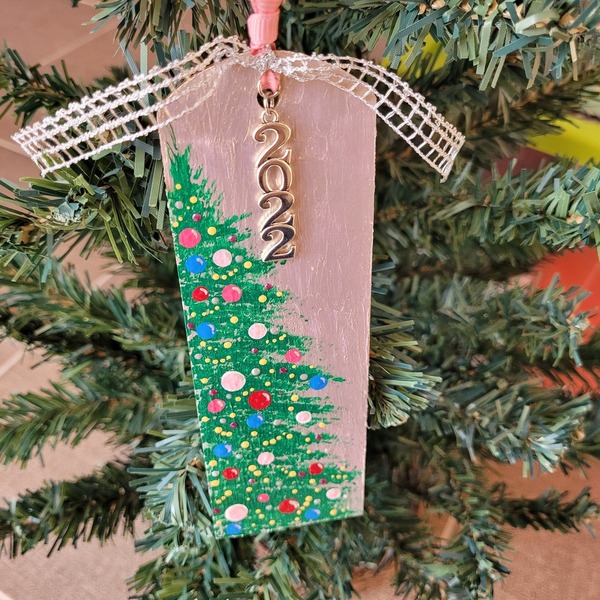 Σελιδοδείκτης ξύλινος 15 * 5 cm ζωγραφισμένος στο χέρι χριστουγεννιάτικο δέντρο - χριστουγεννιάτικο δέντρο, χριστουγεννιάτικα δώρα, δώρα για δασκάλες, γούρια - 5