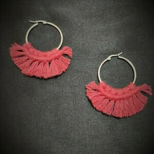 BOHO EARRINGS “PASSION” - μακραμέ, κρίκοι, ατσάλι, boho, φθηνά - 2