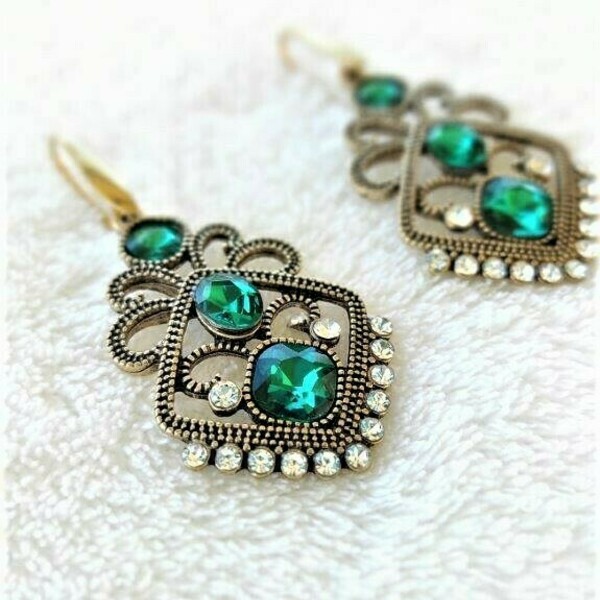 Bohochic light green earrings - swarovski, ατσάλι, boho, κρεμαστά, φθηνά