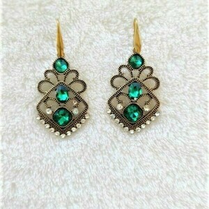 Bohochic light green earrings - swarovski, ατσάλι, boho, κρεμαστά, φθηνά - 2