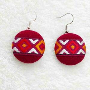 Ethnic small red earrings - μικρά, ατσάλι, boho, κρεμαστά, φθηνά