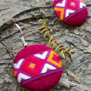 Ethnic small red earrings - μικρά, ατσάλι, boho, κρεμαστά, φθηνά - 2