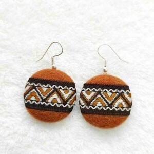 Ethnic small brown earrings - μικρά, ατσάλι, boho, κρεμαστά, φθηνά