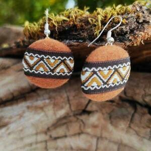 Ethnic small brown earrings - μικρά, ατσάλι, boho, κρεμαστά, φθηνά - 2