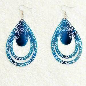 BOHO HUGE EARRINGS BLUE SEA - ατσάλι, boho, κρεμαστά, μεγάλα, φθηνά