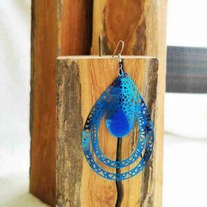 BOHO HUGE EARRINGS BLUE SEA - ατσάλι, boho, κρεμαστά, μεγάλα, φθηνά - 2