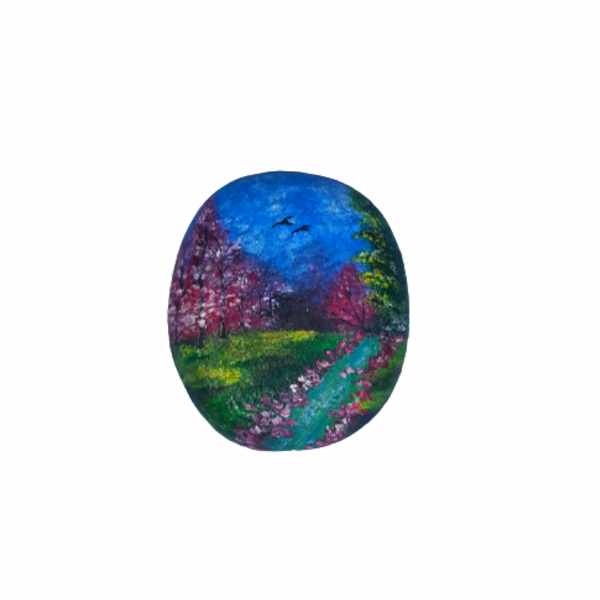 Ζωγραφιστή πέτρα θαλάσσης ακρυλικών χρωμάτων με θέμα την ομορφιά της φύσης - πέτρα, σπίτι, διακοσμητικές πέτρες