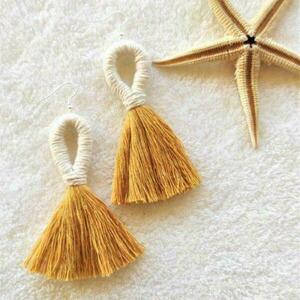 BOHO terracota summer earrings - μακραμέ, boho, κρεμαστά, μεγάλα, φθηνά