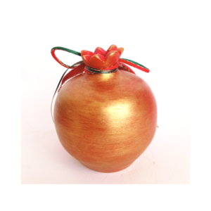 Πήλινο ρόδι γούρι κόκκινο/χρυσό 10εκ.ύψος - πηλός, χριστουγεννιάτικο, ρόδι, γούρια - 2