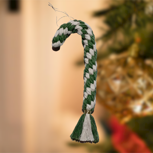 Χριστουγεννιάτικο κρεμαστό στολίδι μπαστούνι, σετ των 3 - νήμα, μακραμέ, κρεμαστά, στολίδια - 4