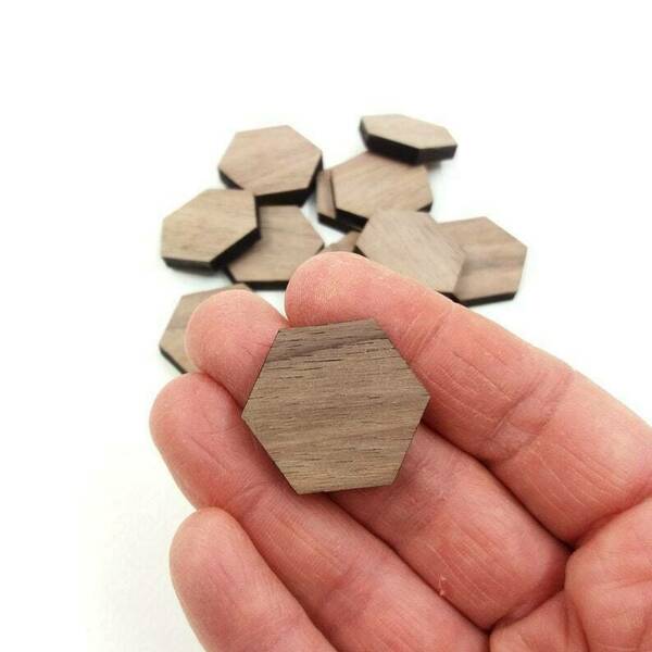 Ξύλινα εξαρτήματα για σκουλαρίκια σε εξάγωνο σχήμα σετ 10 τεμαχίων - ξύλινα διακοσμητικά, υλικά κοσμημάτων - 3