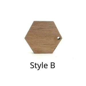 Ξύλινα εξαρτήματα για σκουλαρίκια σε εξάγωνο σχήμα σετ 10 τεμαχίων - ξύλινα διακοσμητικά, υλικά κοσμημάτων - 5