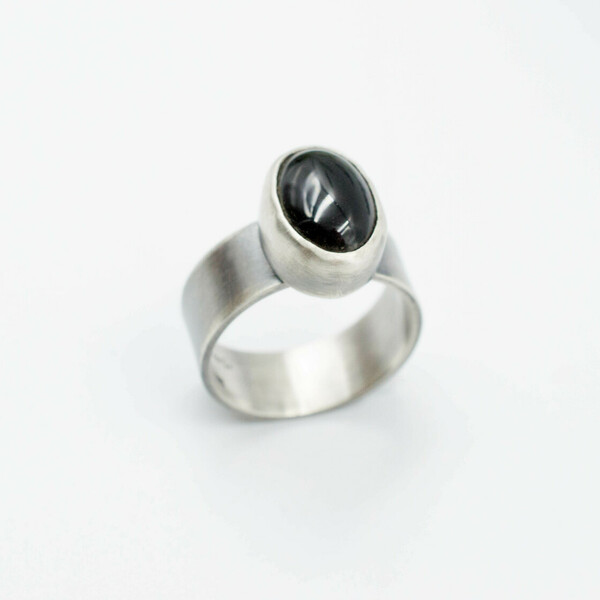 Ασημένιο δαχτυλίδι με μαύρη πέτρα (Μαύρο Όνυχα) - ημιπολύτιμες πέτρες, ασήμι 925, χειροποίητα, boho, σταθερά - 2