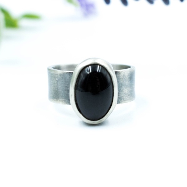 Ασημένιο δαχτυλίδι με μαύρη πέτρα (Μαύρο Όνυχα) - ημιπολύτιμες πέτρες, ασήμι 925, χειροποίητα, boho, σταθερά - 4