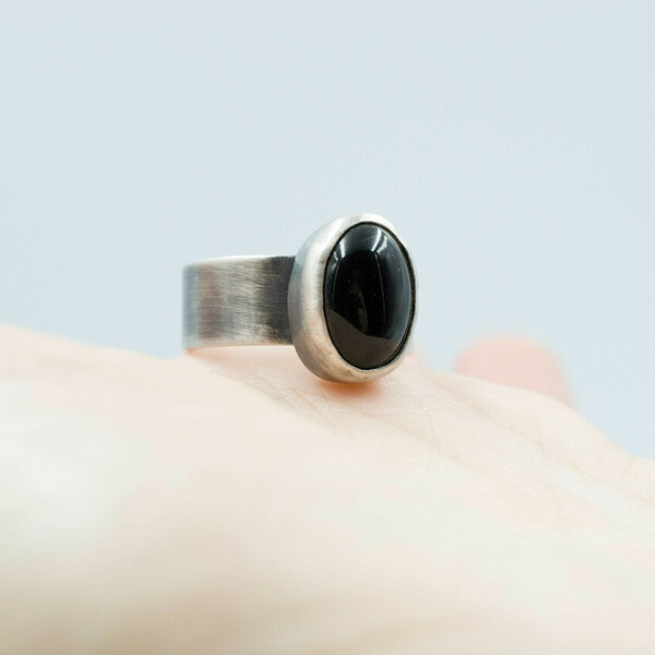 Ασημένιο δαχτυλίδι με μαύρη πέτρα (Μαύρο Όνυχα) - ημιπολύτιμες πέτρες, ασήμι 925, χειροποίητα, boho, σταθερά - 5
