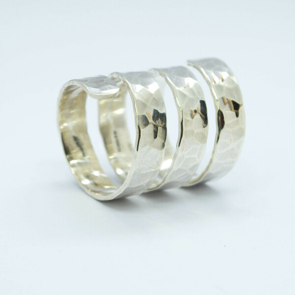 Φαρδύ ασημένιο σφυρήλατο δαχτυλίδι - ασήμι 925, χειροποίητα, boho, σταθερά, μεγάλα