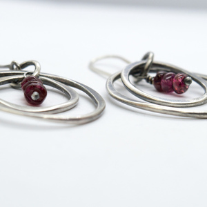 Ασημένια σκουλαρίκια με Red Garnet (Κόκκινο Γρανάτη) - ασήμι, ημιπολύτιμες πέτρες, κρεμαστά, μεγάλα, γάντζος - 4