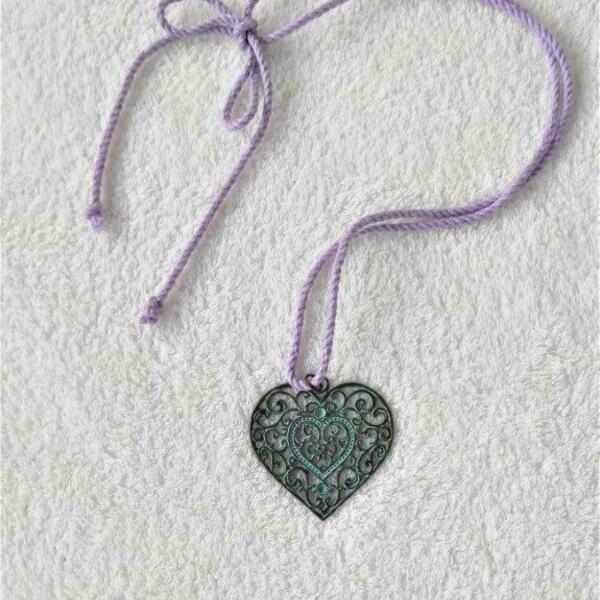 BOHO handmade necklace eco heart - ορείχαλκος, καρδιά, μακριά, boho, μενταγιόν