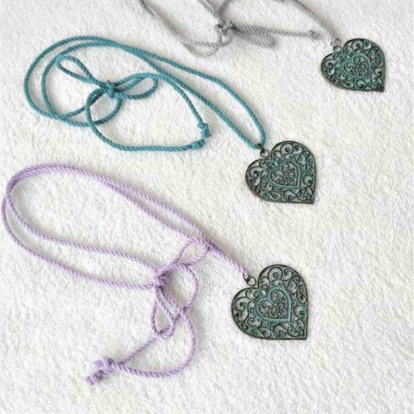 BOHO handmade necklace eco heart - ορείχαλκος, καρδιά, μακριά, boho, μενταγιόν - 2