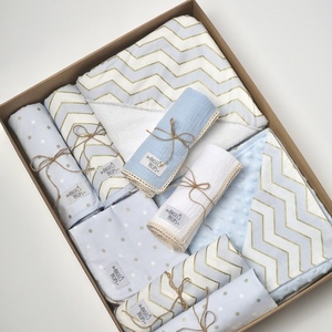 Newborn Box - Σετ νεογέννητου 10 τεμαχίων - "Baby blue" - αγόρι, δώρα για βάπτιση, βρεφικά, προίκα μωρού, σετ δώρου - 2