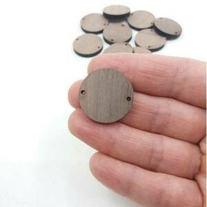 Ξύλινα εξαρτήματα για σκουλαρίκια σε στρόγγυλο σχήμα σετ 10 τεμαχίων - ξύλινα κοσμήματα, υλικά κοσμημάτων - 3