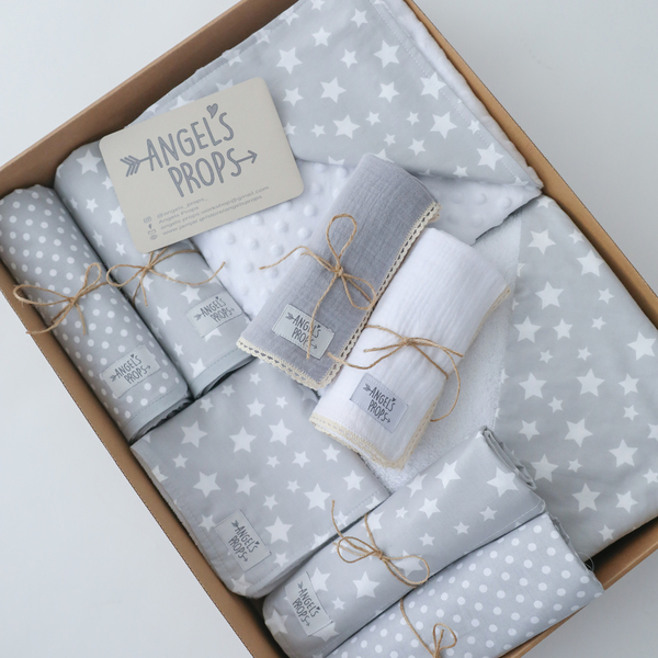 Newborn Box - Σετ νεογέννητου 10 τεμαχίων - "Little Stars" - αγόρι, δώρα για βάπτιση, βρεφικά, προίκα μωρού, σετ δώρου - 3