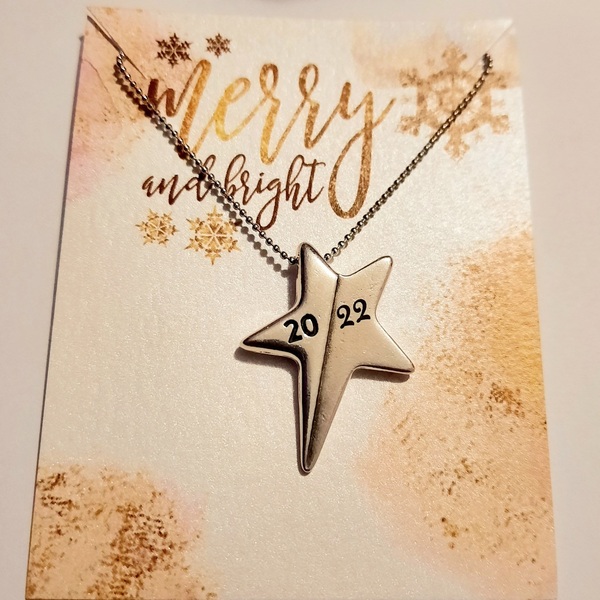 Χριστουγεννιάτικο μενταγιόν γούρι αστέρι με το 2022 μήκους 65cm - κοντά, χριστουγεννιάτικα δώρα, γούρια - 2